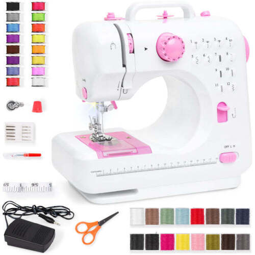 6V Portable Foot Pedal Sewing Machine w/ 12 Stitch Patterns - Lot 10066