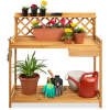 Wooden Garden Potting Bench Workstation w/ Cabinet Drawer, Open Shelf - Thumbnail 1
