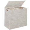 Large Water Hyacinth Double Laundry Hamper Basket w/ 2 Liner Bags - Thumbnail 1