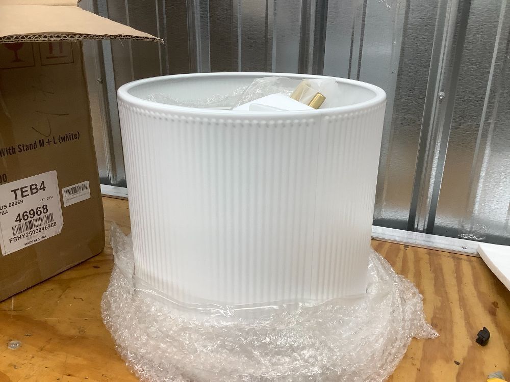 ARNIS Modern Plant Pots, Set of 2 Round Large Planters with Stand, Large Size Metal Pots with Drainage Holes for Living Room, Office, Garden or Balcony, 10.5 &12.25 Inch, White & Gold - Image 2 - Lot 10094