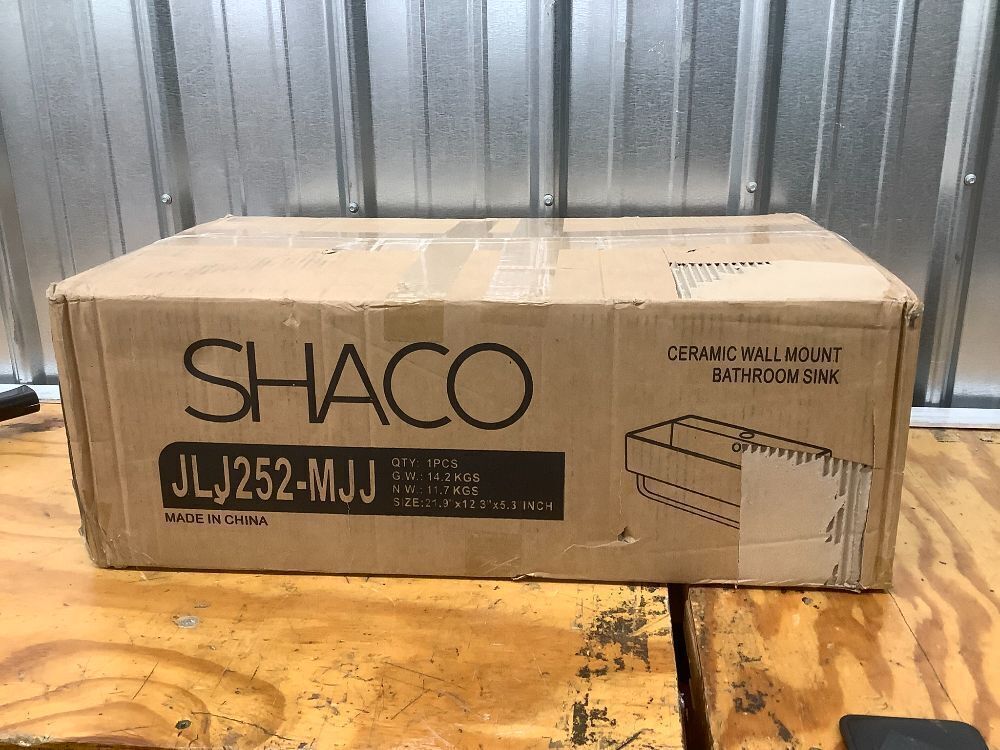SHACO Wall Mount Bathroom Sink, 21x12 Inch Small Bathroom Sink with Wall Mount Screw, Commercial Wall Hung Floating Sink White Single Hole Lavatory Powder Room Washroom - Image 4 - Lot 10095