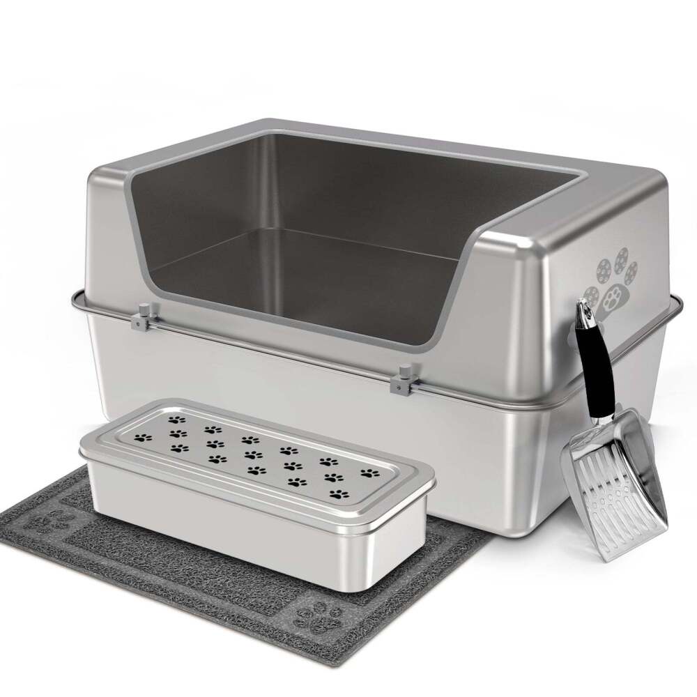 Ptlom Cat Litter Box with Lid - Wide Edge Opening - Image 1 - Lot 10097