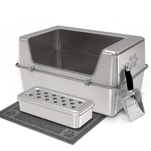 Ptlom Cat Litter Box with Lid - Wide Edge Opening - Lot 10097