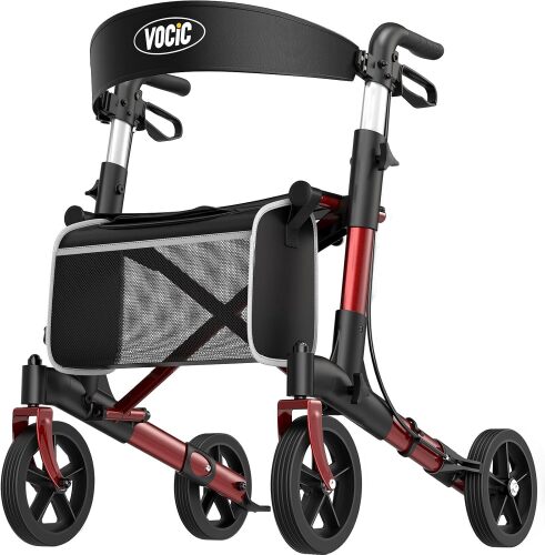 VOCIC Walkers-for-Seniors-with-Seat, Lightweight-Rollator-Walker-with-Seat-and-Brakes, Folding-Rolling-Walker-with-Wheels, All Terrain - Lot 10103
