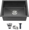 24x18 Inch Undermount Kitchen Sink Nano Black,18 Gauge Stainless Steel Single Bowl Kitchen Sink 9 Inch Deep Bowl Sink Undermount, 24"x18"x9" - Thumbnail 1