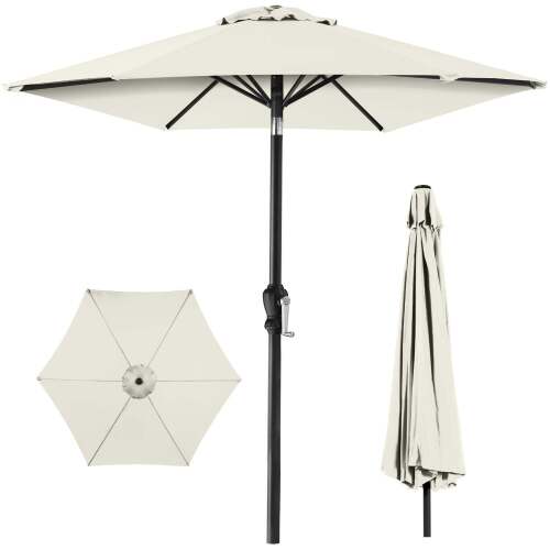 Outdoor Steel Market Patio Umbrella Decoration w/ Tilt, Crank Lift - 10ft - Lot 10111