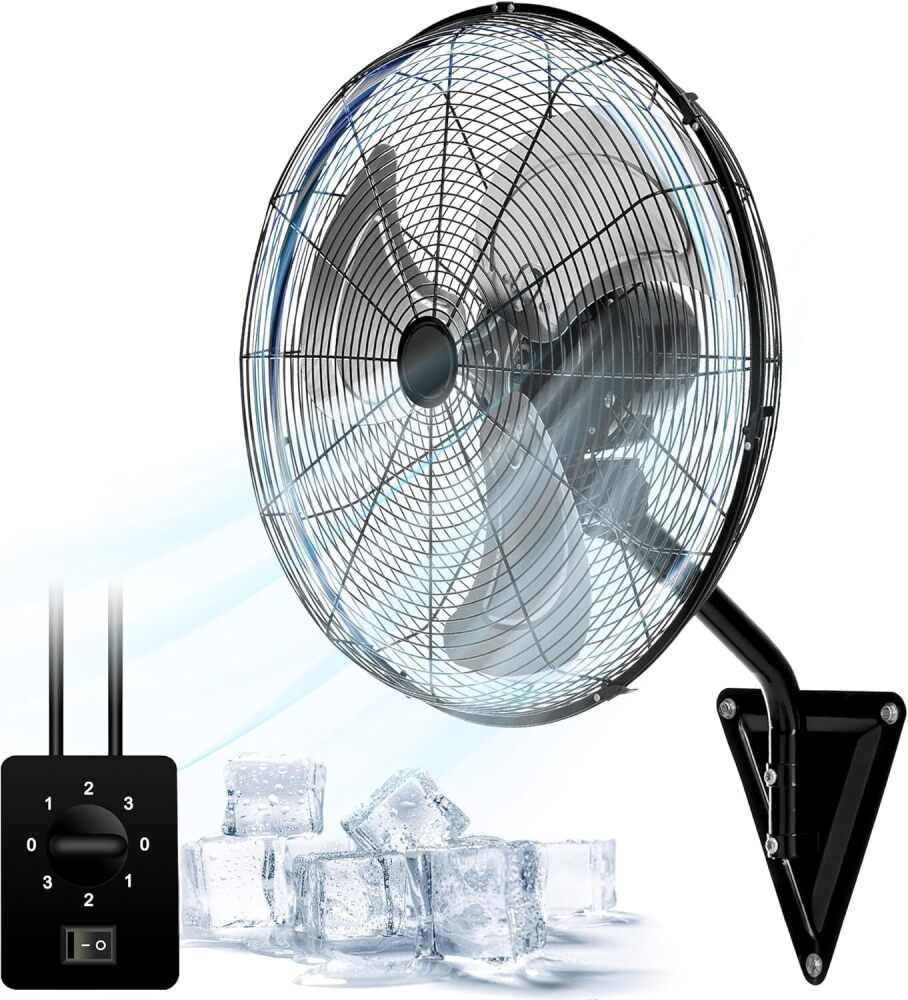20” Wall Mount Fan 7000 CFM High Velocity Wall Industrial Fan 120° Oscillating Fans 3-Speed for Household, Commercial Use - ETL Listed, Black - Image 1 - Lot 10100