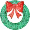 Pre-Lit Outdoor Christmas Wreath, LED Metal Holiday Decor w/ Bow - 36in - Thumbnail 1