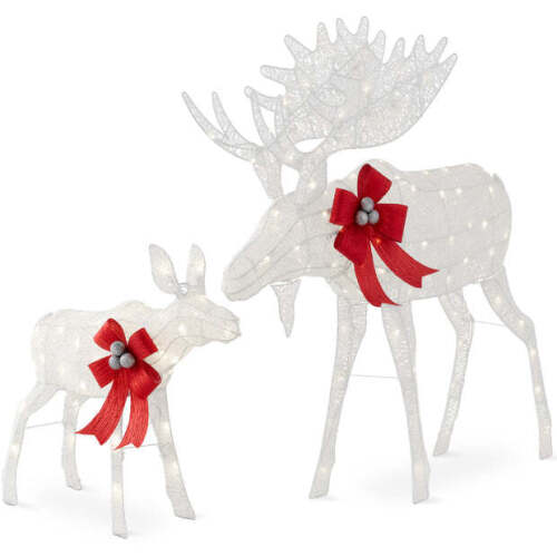 2-Piece Moose Family Lighted Outdoor Christmas Decoration Set w/ 170 Lights - Lot 7519