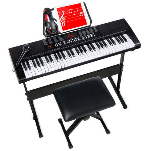 61-Key Beginners Electronic Keyboard Piano Set w/ 3 Modes, Microphone - Lot 7521