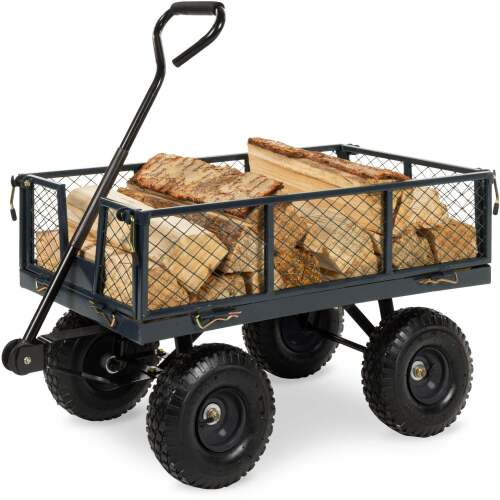 Steel Garden Utility Cart Wagon w/ 400lb Capacity, Removable Sides, Handle - Lot 7527