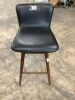 Sede Leather Swivel Bar Stool - Walnut and Black - Thumbnail 1