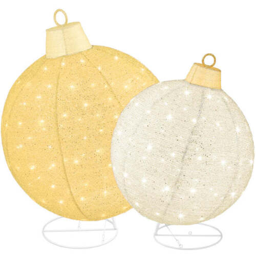 2pc Lighted Pop-Up Christmas Ornaments Decoration w/ 180 LED Lights, Stand - Lot 7574