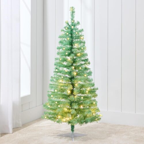 4ft Pre-lit Christmas Tree, Artificial Mini Tree Perfect for Kids, Apartments, Bedroom with Twinkling LED Lights - Sage Green - Lot 7579