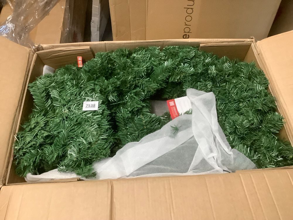 Pre-Lit Artificial Fir Christmas Wreath w/ Red Bow, LED Lights - Image 2 - Lot 7538