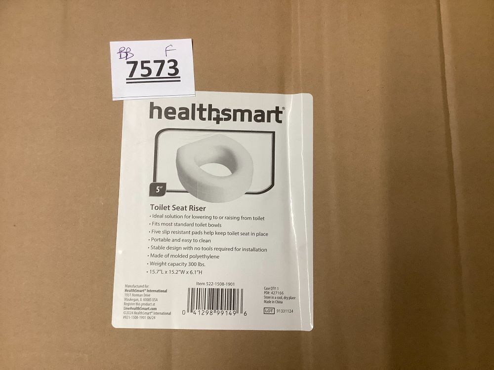 HealthSmart Enhanced Comfort 5" Raised (Round) Toilet Seat Risers for Seniors 5 Slip Resistant Pads FSA/HSA Eligible Padded Toilet Seat Elevation 15.7 x 15.2 x 6.1 - Image 3 - Lot 7573
