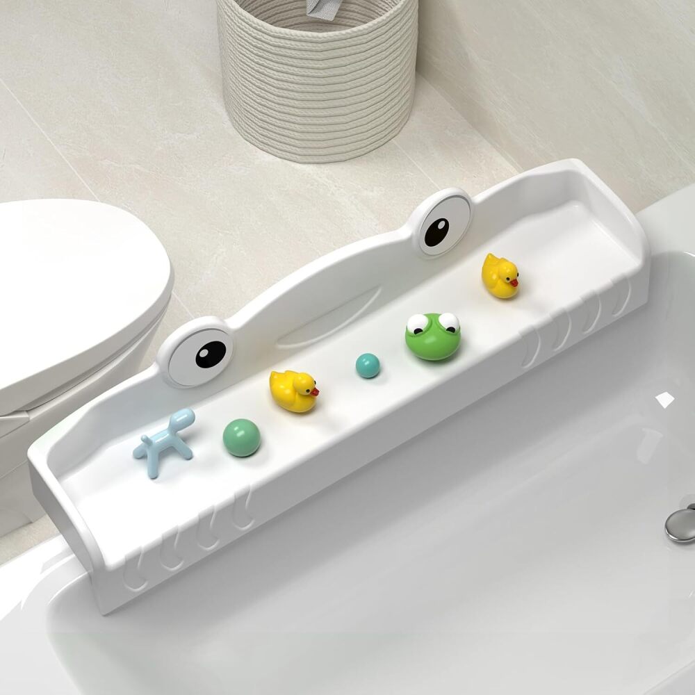 MMIOFANT Splash Guard for Bath Tub-Bathtub Caddy Tray with Play Shelf-Bathtub Shelf Over Tub for Kids' Toy-Bathroom Toy Organizers and Storage-Bath Side Table Toy Holder for Kid Baby Toddlers (White) - Image 5 - Lot 7583