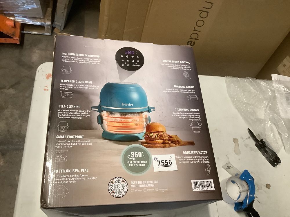 Fritaire Air Fryer - Glass AirFryer 5 Quart w/ 360 Visibility, Self-Cleaning, 400F Vortex Air Fryer for Even Cooking, BPA-Free Teflon Free, 6-in-1 Functions, Rotisserie, Roast, Bake, White - Image 4 - Lot 7556