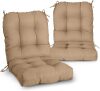 EAGLE PEAK Tufted Outdoor/Indoor Seat/Back Chair Cushions, Set of 2, 42'' x 21'', Khaki - Thumbnail 1