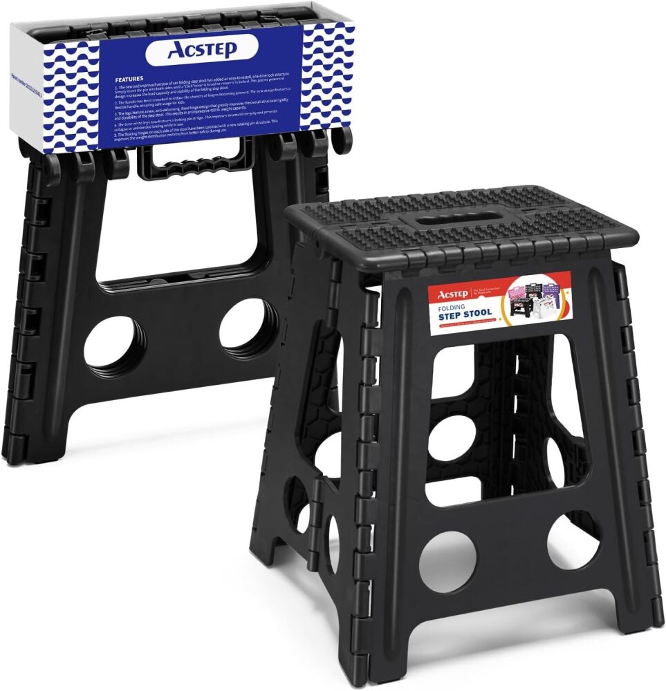 ACSTEP Folding Step Stool 16 Inch Heavy Duty Step Stool Foldable for Adults and Kids, Collapsible Stepping Stool with Handle, Non Slip Folding Stools for... - Image 1 - Lot 2