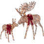 2-Piece Moose Family Lighted Outdoor Christmas Decoration Set w/ 170 Lights - Lot 15