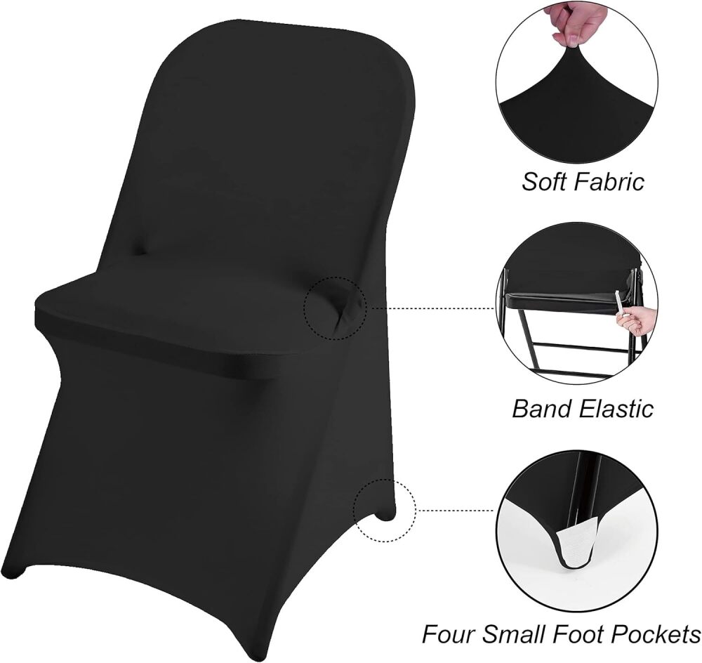 (48) MAGALO Black Spandex Spandex Folding Waterproof Chair Covers - Image 5 - Lot 51