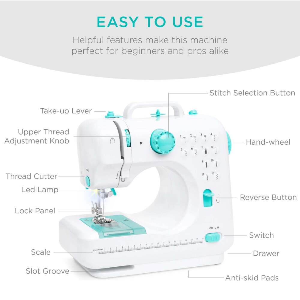 6V Portable Foot Pedal Sewing Machine w/ 12 Stitch Patterns - Image 2 - Lot 58