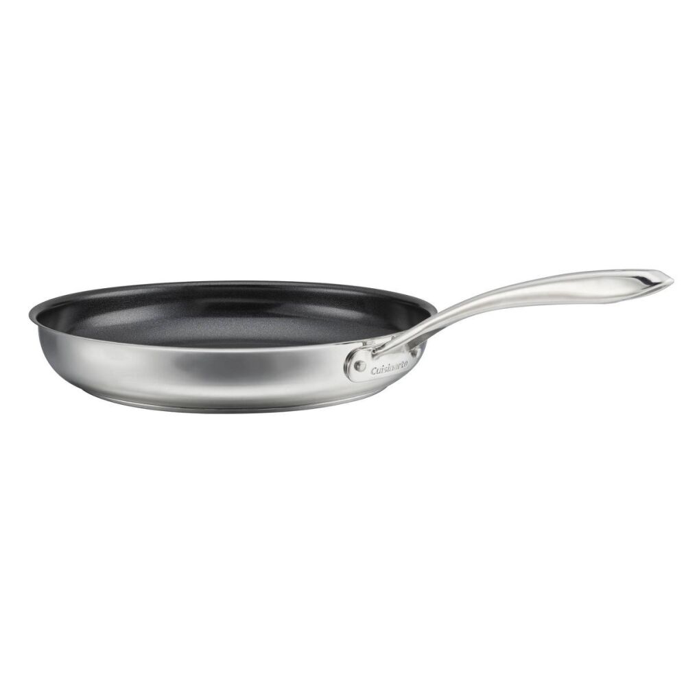 Cuisinart 12" Classic Stainless Ceramic Nonstick Skillet: Dishwasher-Safe, Stay-Cool Handle, Even-Heating, Silver w lid - Image 2 - Lot 61