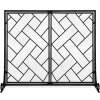 2-Panel Wrought Iron Geometric Fireplace Screen w/ Magnetic Doors - 44x33in - Thumbnail 1
