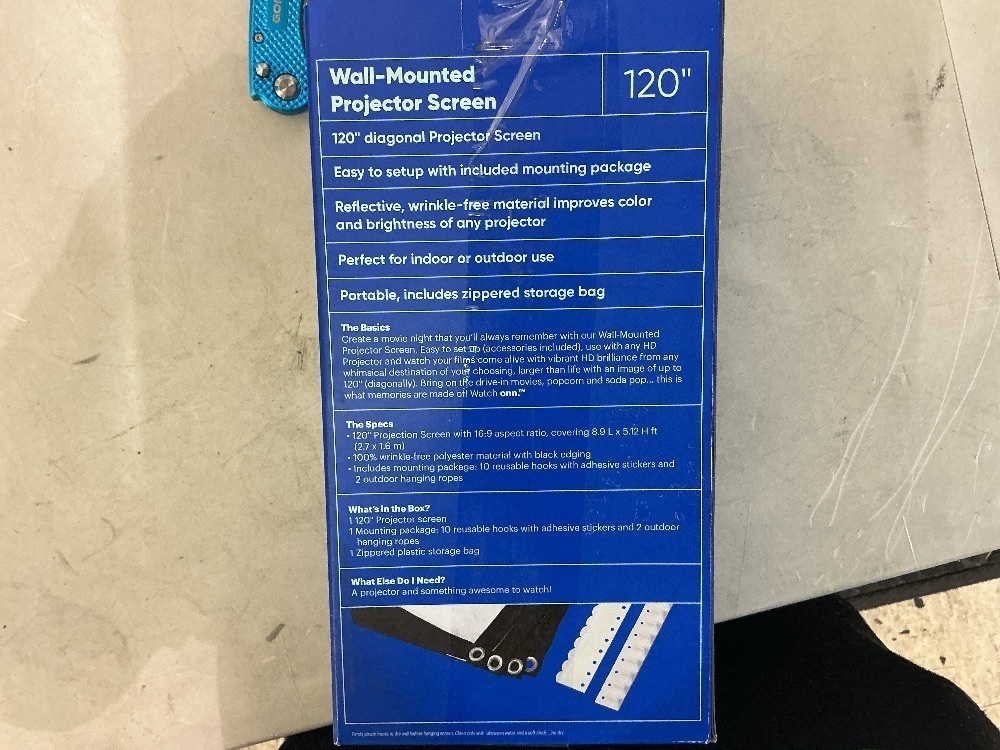 onn. 120" Portable Indoor/Outdoor 16:9 Projection Screen - Image 5 - Lot 72