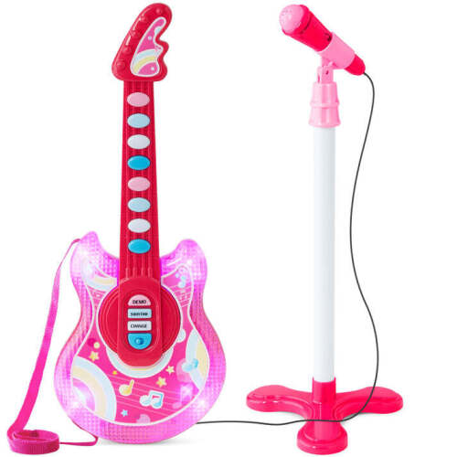 Kids Pretend Play Guitar Musical Instrument Toy w/ Microphone, Stand - 19in - Lot 73