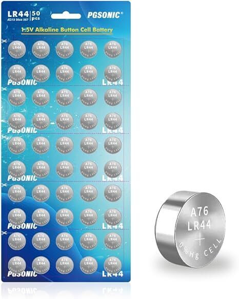 PGSONIC 62 Pack LR44 replaces(357,AG13,SR44) Batteries, 1.5 Volt Alkaline Button Cell Batteries with Long Lasting Power - Image 1 - Lot 82