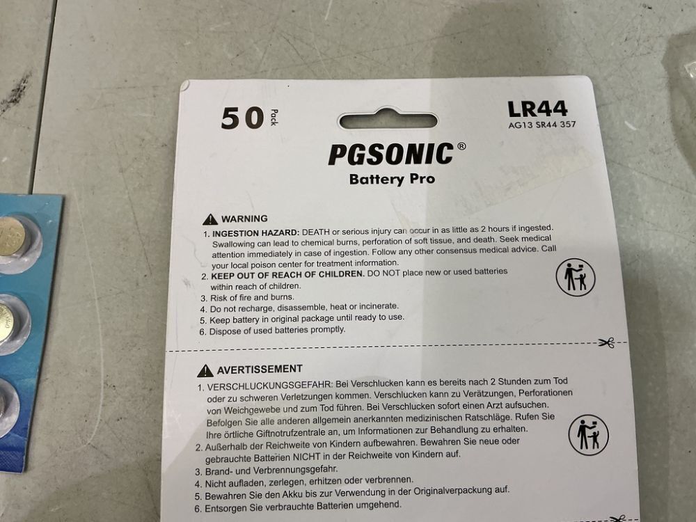 PGSONIC 62 Pack LR44 replaces(357,AG13,SR44) Batteries, 1.5 Volt Alkaline Button Cell Batteries with Long Lasting Power - Image 3 - Lot 82
