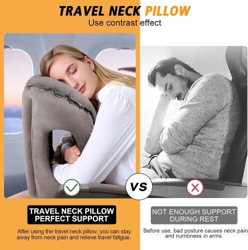 Inflatable Travel Pillow,Multifunction Travel Neck Pillow for Airplane to Avoid Neck and Shoulder Pain,Support Head,Neck,Used for Sleeping Rest, Airplane - Lot 83