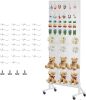 24" X70" Pegboard with Extra 30 Hooks, Metal Pegboard Display Stand with Wheels, Display Rack with Heavy-Duty T-Base for Vendors & Retail, White - Thumbnail 1