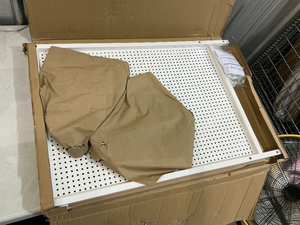 24" X70" Pegboard with Extra 30 Hooks, Metal Pegboard Display Stand with Wheels, Display Rack with Heavy-Duty T-Base for Vendors & Retail, White - Image 3 - Lot 90