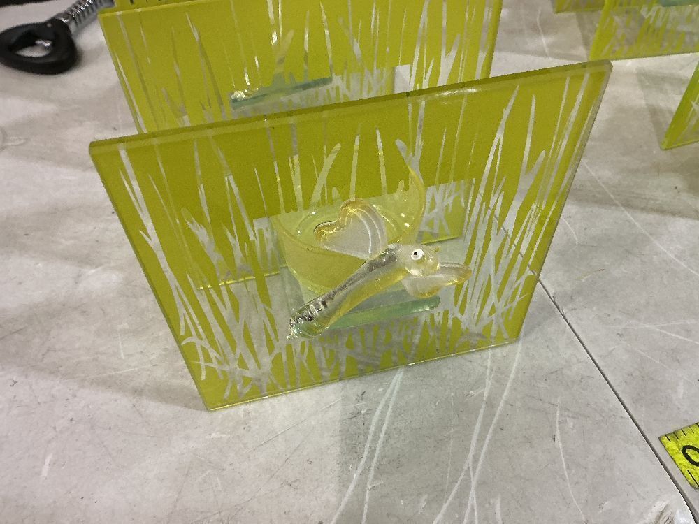 Yellow Glass Dragon fly tea candle holders 2 pack - Image 1 - Lot 122