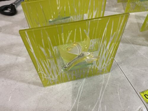 Yellow Glass Dragon fly tea candle holders 2 pack - Lot 122