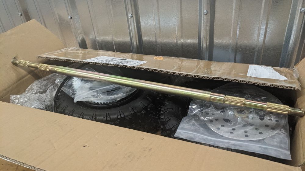 Tacsal 29 inch Rear Axle Shaft Assembly Kit with Front/Rear Wheels Tires Rims and Brake Assembly and T8F Chain, 740MM Assembly Complete Wheel Hub Kit Suitable for DIY Go Kart Quad Trike Drift Bikes - Image 5 - Lot 19