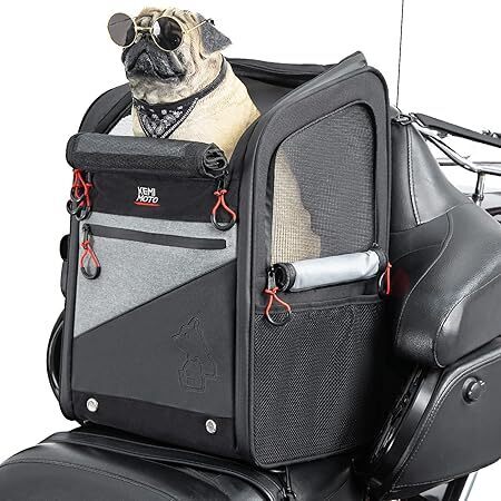 KEMIMOTO Motorcycle Dog Cat Carrier Bags Upgraded for Less Than 20 lbs Pets Carriers Portable Capacity Folding Backpack for Street Glide Road King with Passenger Seat Touring Trike Models Can AMS - Image 1 - Lot 29