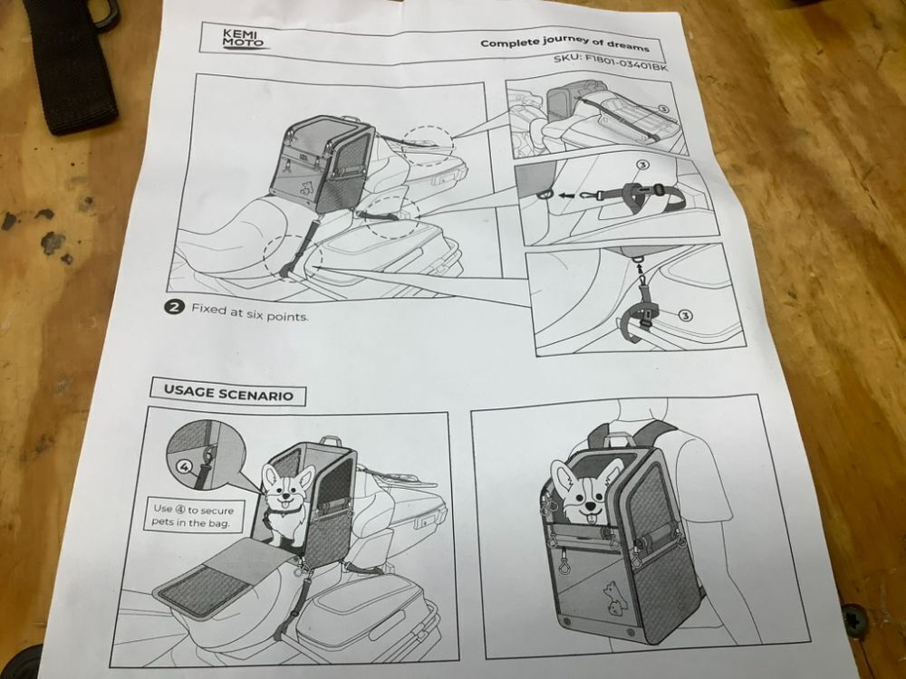 KEMIMOTO Motorcycle Dog Cat Carrier Bags Upgraded for Less Than 20 lbs Pets Carriers Portable Capacity Folding Backpack for Street Glide Road King with Passenger Seat Touring Trike Models Can AMS - Image 4 - Lot 29