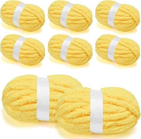 10 Chunky Chenille Yarn for Crocheting-yellow - Lot 7179