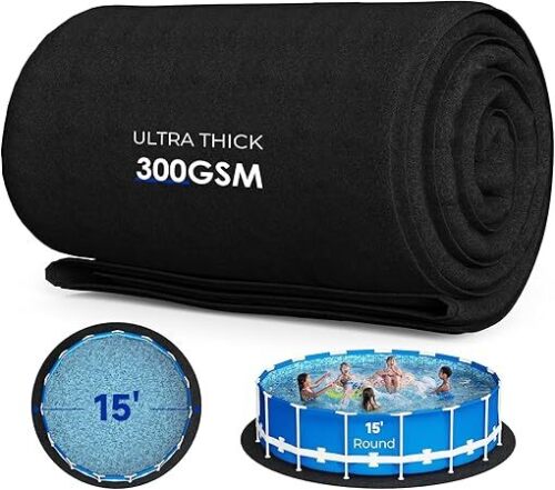 15FT Thickened Round Pool Liner Pad for Above Ground Swimming Pools, Heavy Duty Seamless Comfort Pool Mat, Puncture Protection, Extend Liner Life - Lot 7194
