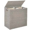 Large Water Hyacinth Double Laundry Hamper Basket w/ 2 Liner Bags - Thumbnail 1