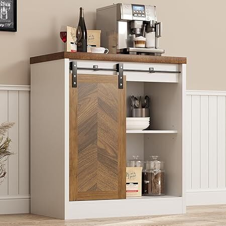 Farmhouse Small Coffee Bar Cabinet with Storage - Lot 1631