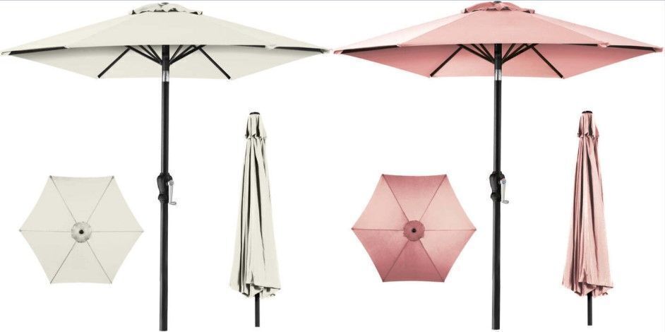 Set of 2Outdoor Steel Market Patio Umbrella Decoration w/ Tilt, Crank Lift - 10ft - Image 6 - Lot 7200