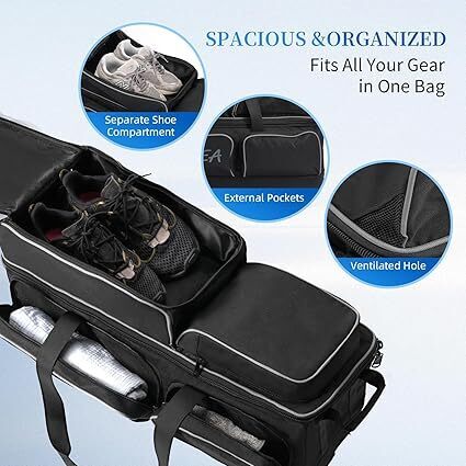 2-3 Ball Bowling Bag with Wheels, Rolling Trolley Bowling Bags with Large Separate Shoe Compartment and Oversized Accessory Pocket - Image 4 - Lot 7609