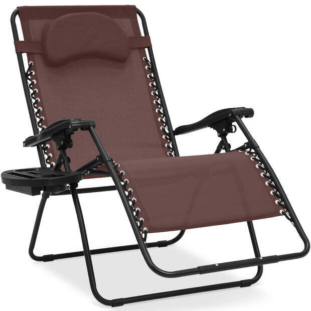 Oversized Reclining Zero Gravity Chair Lounger w/ Cup Holder, Pillow - Image 4 - Lot 5988