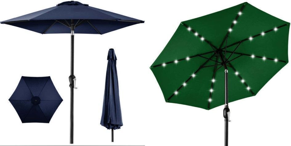 Set of 2Outdoor Steel Market Patio Umbrella Decoration w/ Tilt, Crank Lift - 10ft - Image 6 - Lot 7618