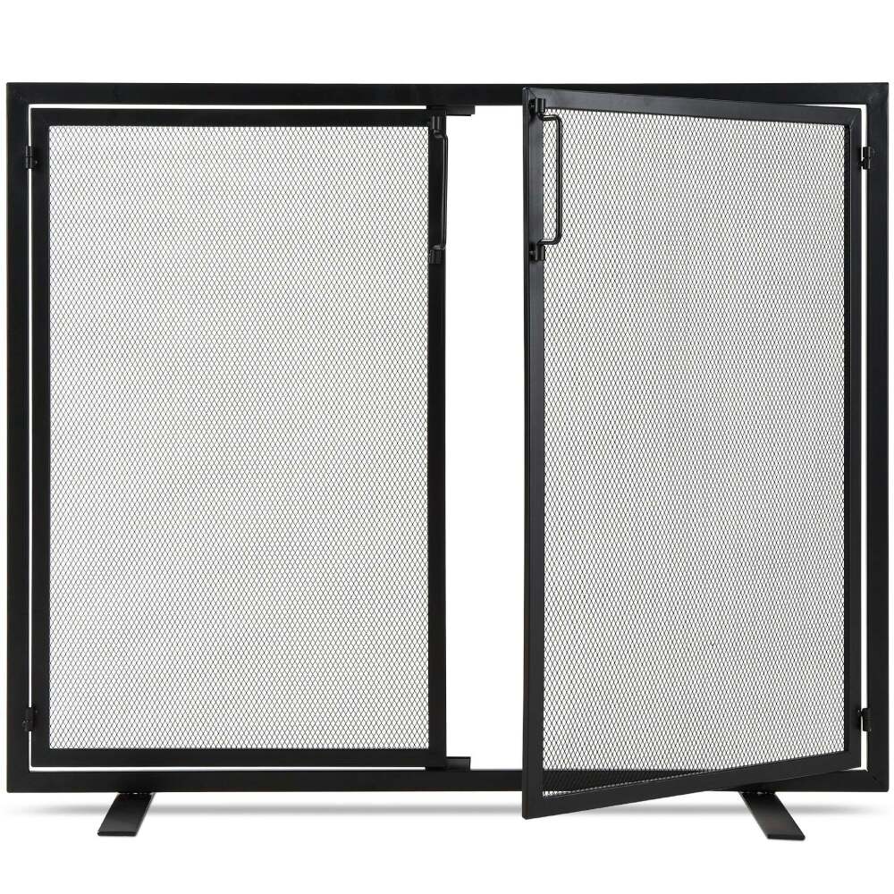 2-Door Wrought Iron Fireplace Screen w/ Magnetic Doors - 38.5x41in - Image 1 - Lot 7619